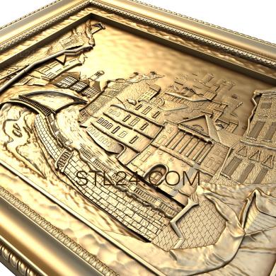 Панно художественные (Старая набережная, PH_0142) 3D модель для ЧПУ станка